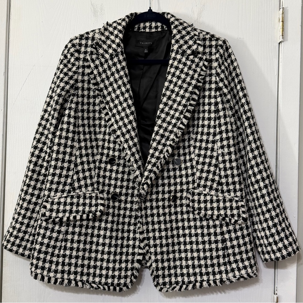 Talbots Tweed Houndstooth Double Breasted Blazer … - image 4